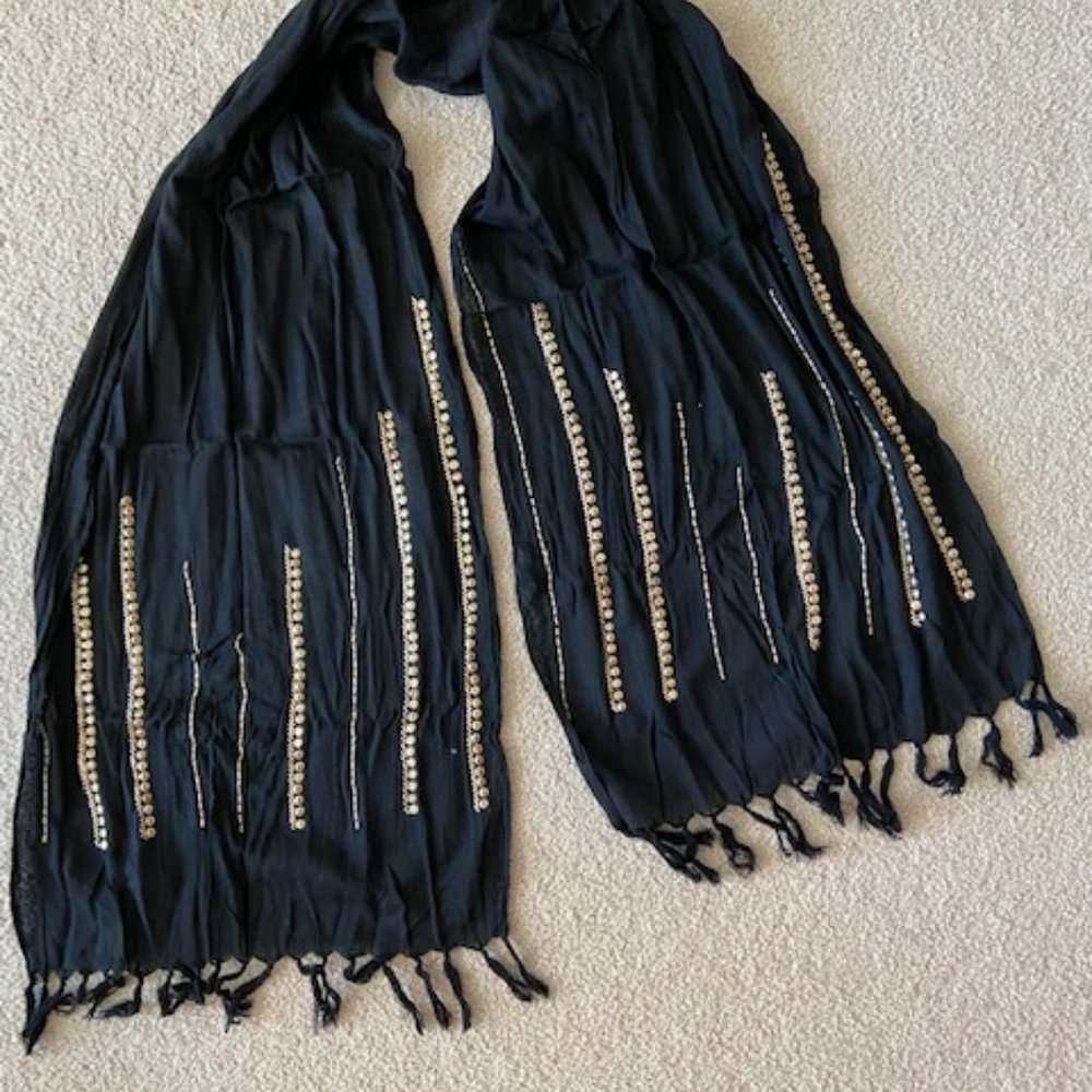 - Unisex Black Neck tie scarf  from TIE RACK UK LONDON with beads & sequences